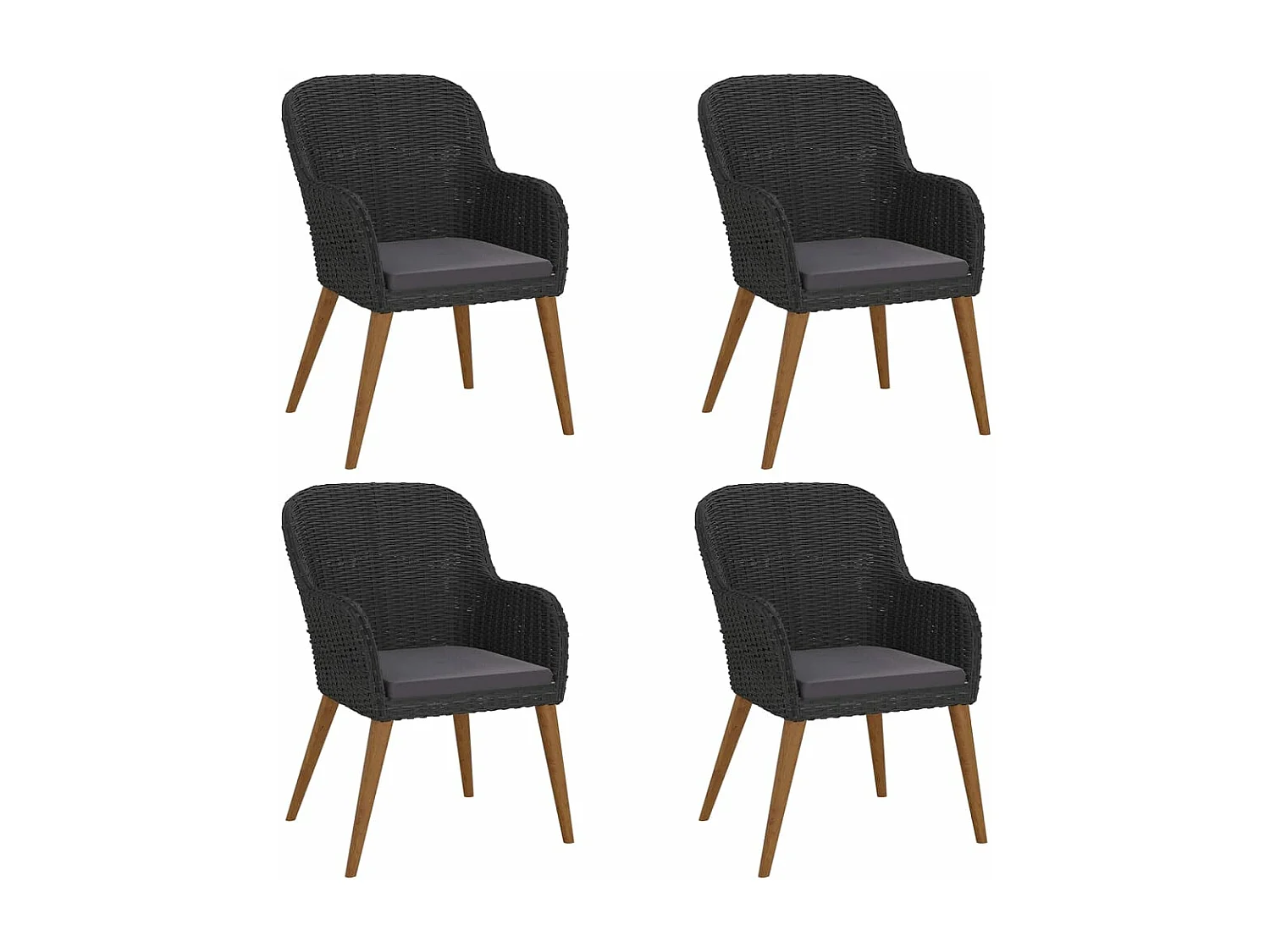 Set da pranzo da giardino mobili da esterno con cuscini 5 pezzi nero 02_0014164