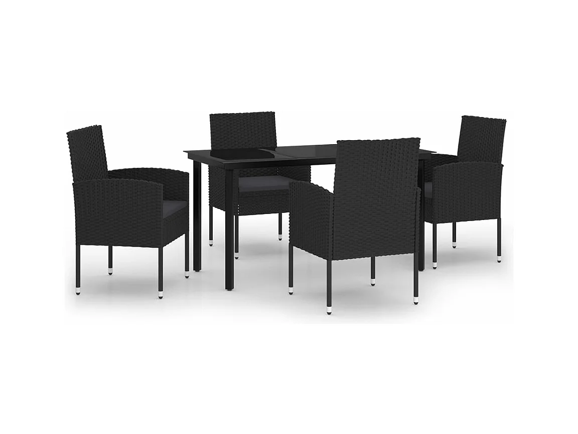 Set da pranzo da giardino mobili da esterno 5 pezzi nero 02_0013859