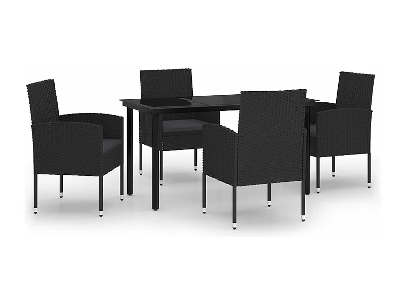 Set da pranzo da giardino mobili da esterno 5 pezzi nero 02_0013859