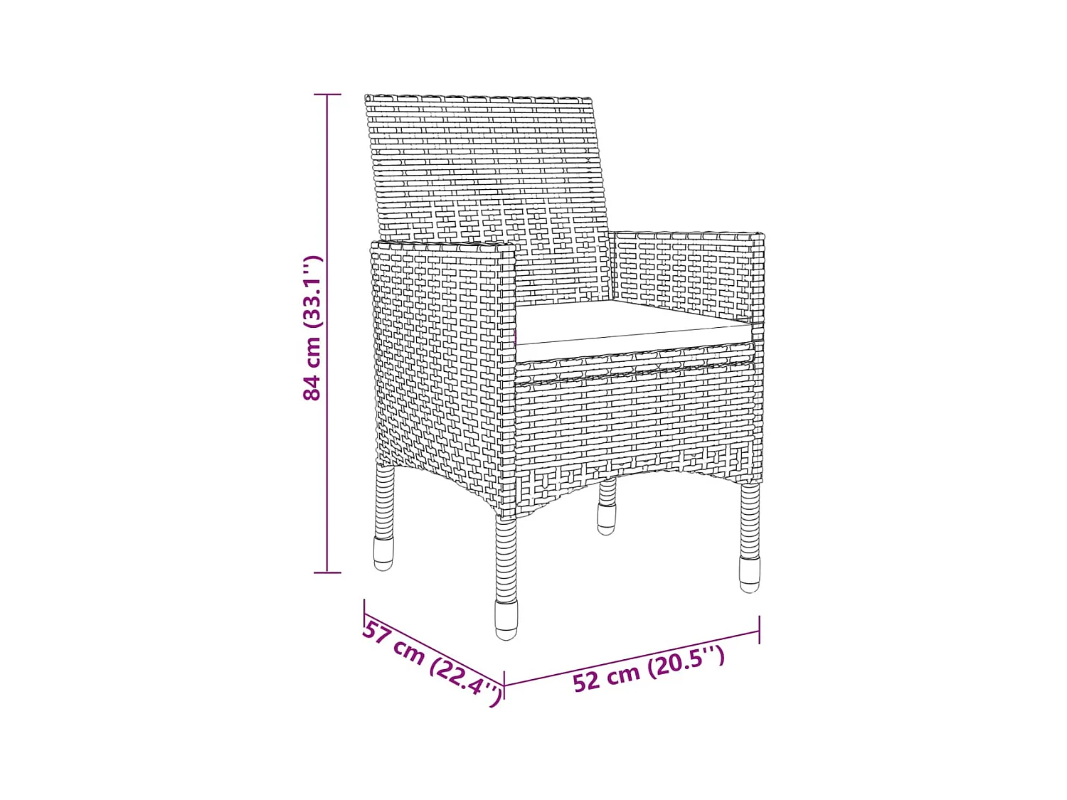 Ensemble de salle à résine marron 52 x 57 x 84 cm 02_0013688