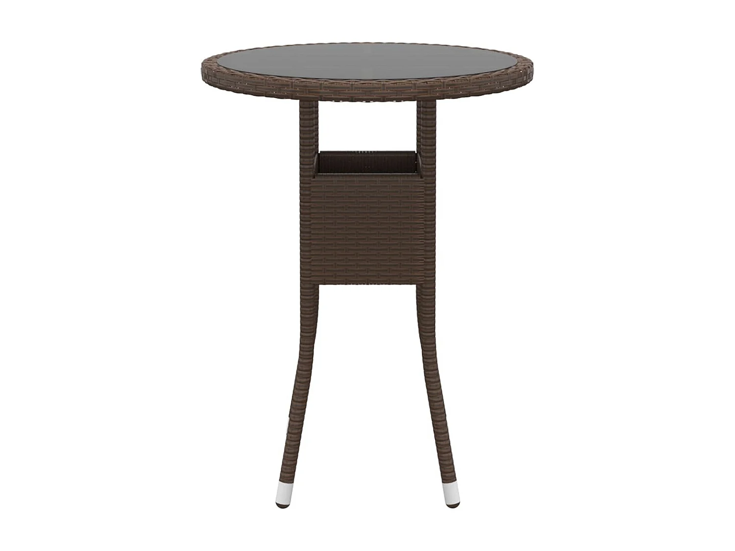 Conjunto de jantar de jardim móveis de exterior 3 peças de vime de resina marrom 02_0013688