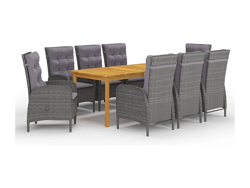 Set da pranzo da giardino mobili da esterno 9 pezzi grigio 02_0014090