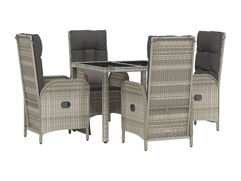 Juego de comedor de jardín con muebles de exterior de 5 piezas y cojines grises 02_0013714