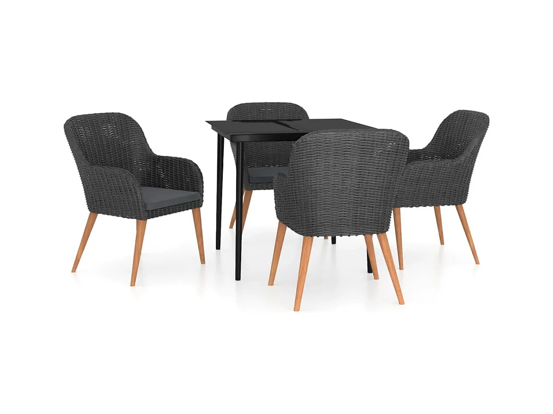 Set da pranzo da giardino mobili da esterno con cuscini 5 pezzi nero 02_0014161