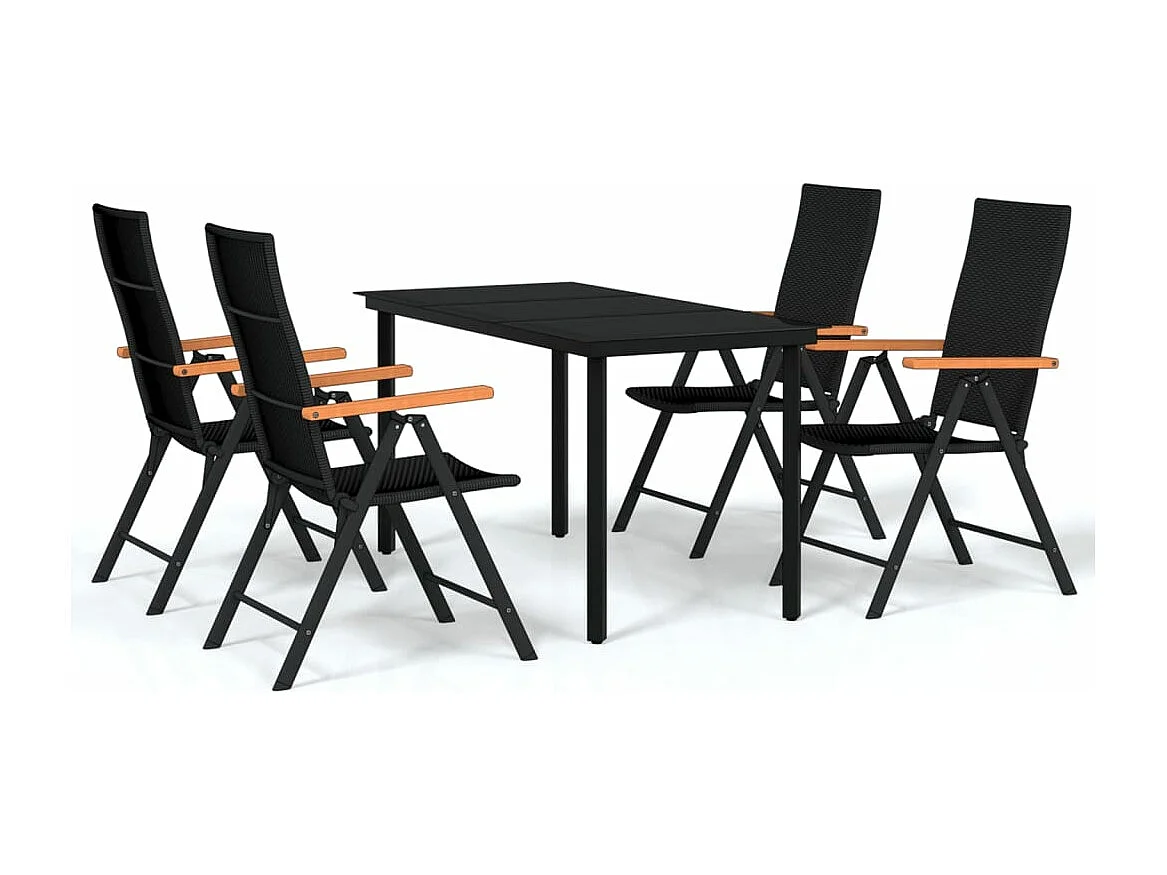 Juego de comedor de jardín muebles de exterior 5 piezas negro 02_0013843