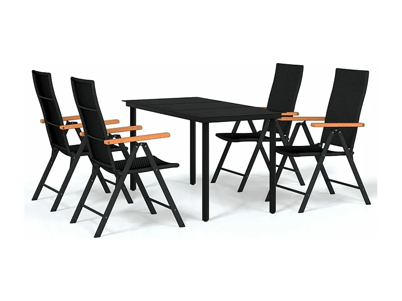 Juego de comedor de jardín muebles de exterior 5 piezas negro 02_0013843