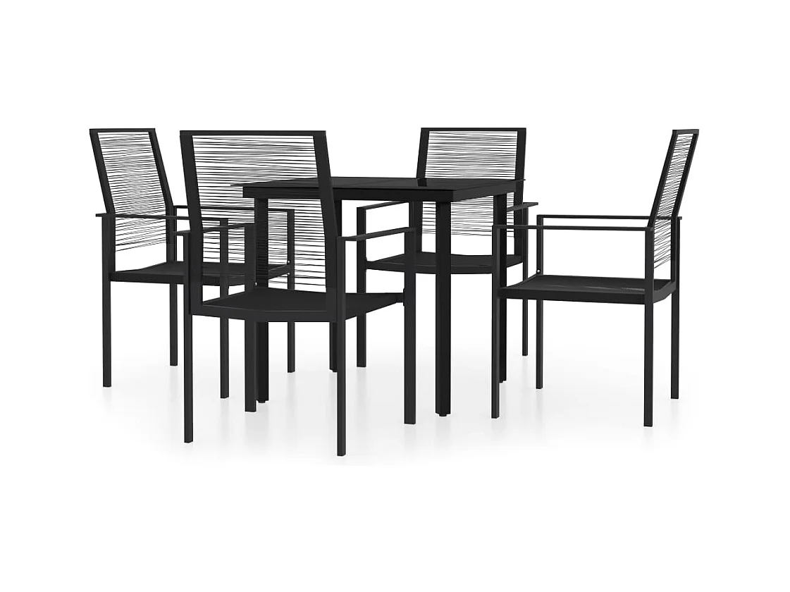 Juego de comedor de jardín muebles de exterior 5 piezas negro 02_0013883