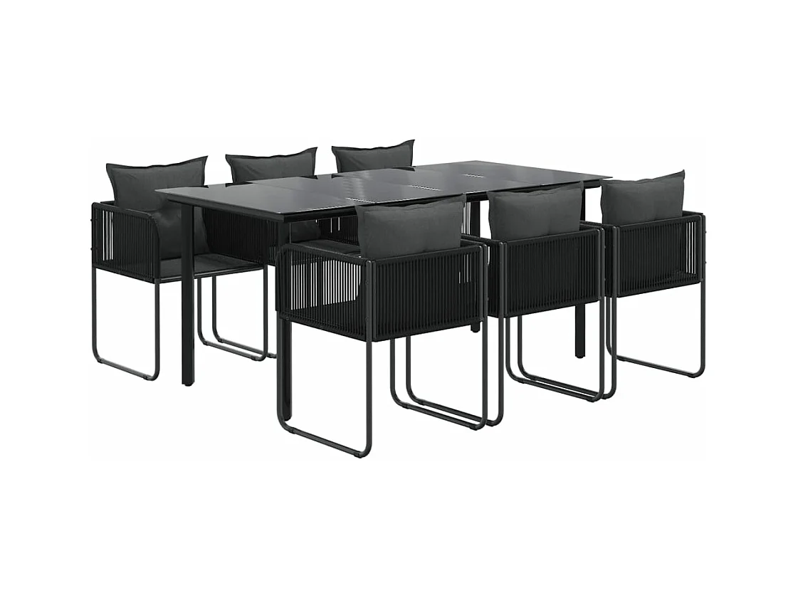 Set da pranzo da giardino mobili da esterno 7 pezzi nero 02_0014043