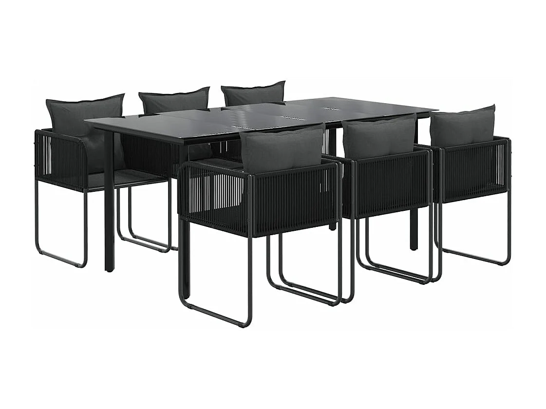 Juego de comedor de jardín muebles de exterior 7 piezas negro 02_0014043