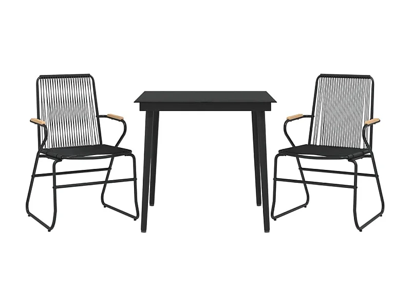 Ensemble à manger de PVC noire 58 x 59 x 85.5 cm 02_0014479