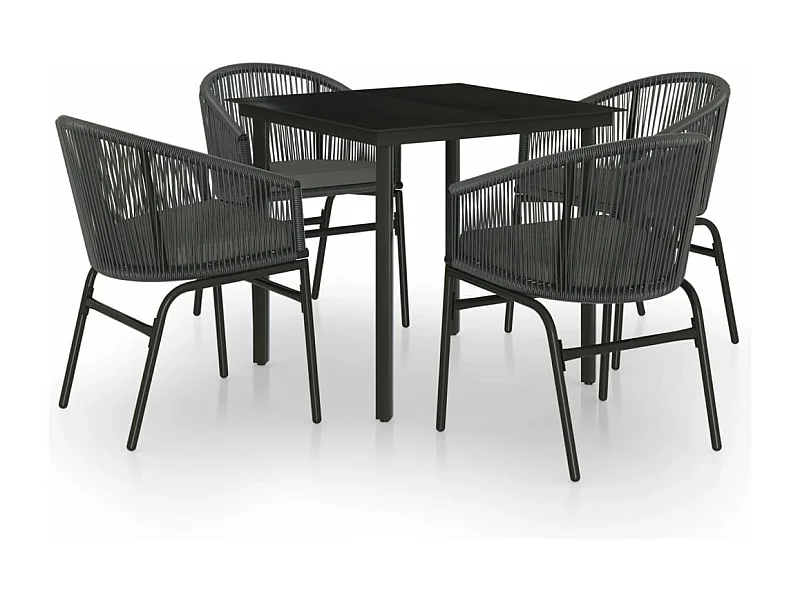 Juego de comedor de jardín muebles de exterior 5 piezas gris 02_0013773