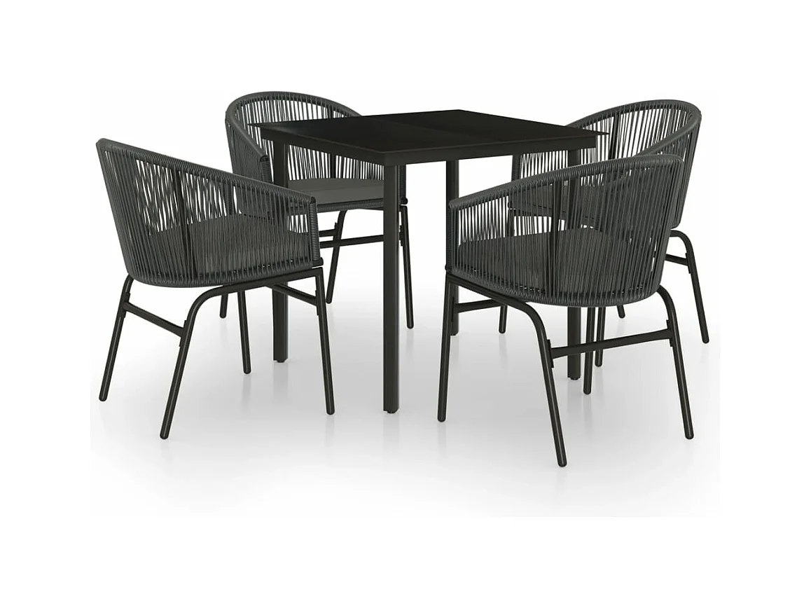 Conjunto de jantar de jardim móveis de exterior 5 peças cinza 02_0013773