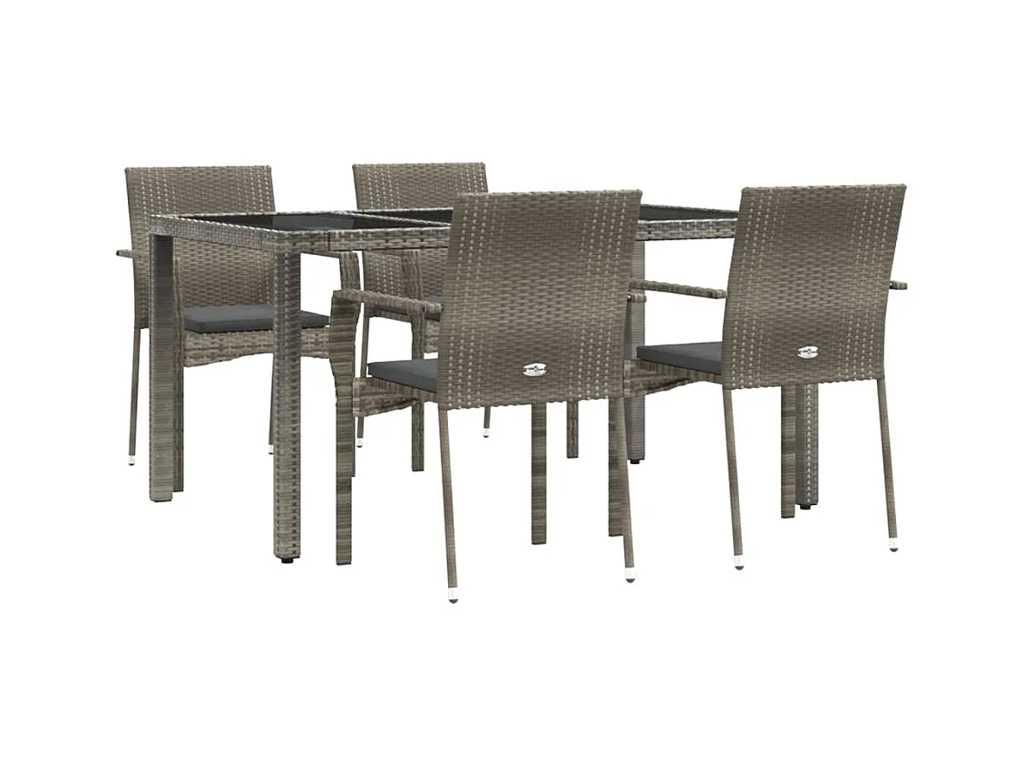 Conjunto de jantar de jardim para móveis de exterior de 5 peças com almofadas cinza 02_0013717