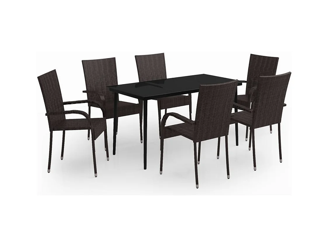 Set da pranzo da giardino mobili da esterno 7 pezzi marrone e nero 02_0013994
