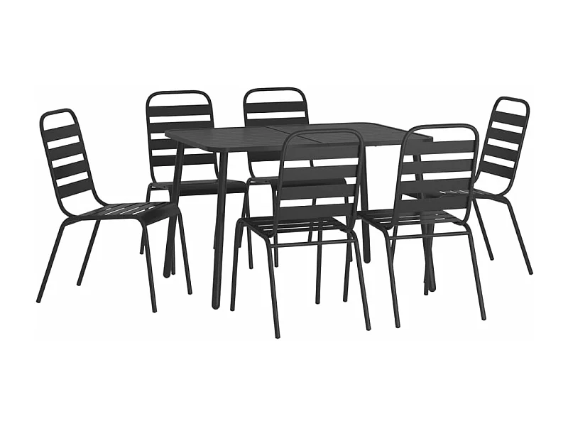 Juego de comedor de jardín muebles de exterior 7 piezas acero antracita 02_0013923