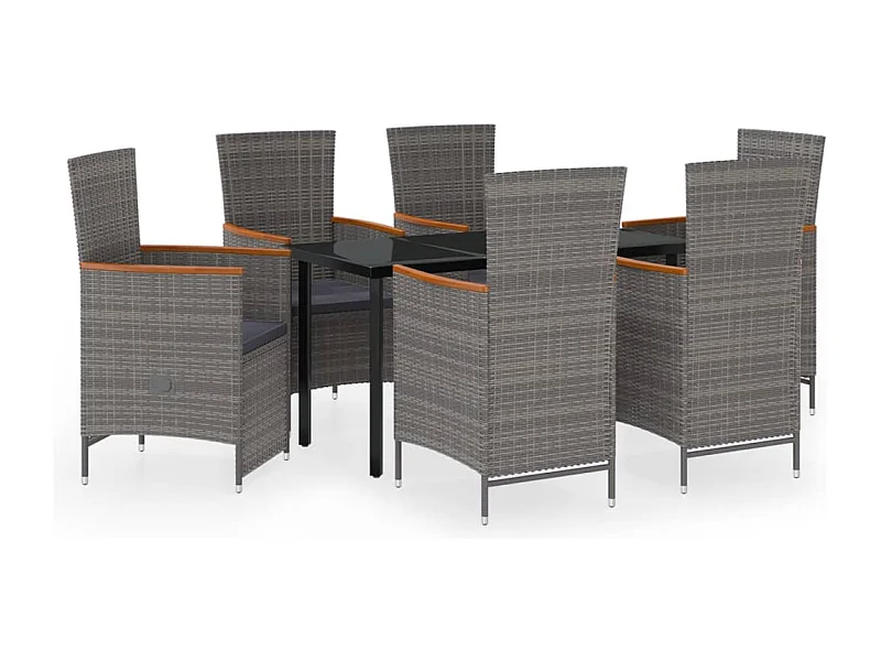 Juego de comedor de jardín muebles de exterior con cojines 7 piezas gris 02_0014172
