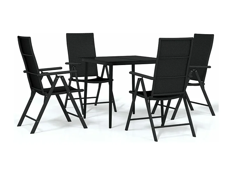 Juego de comedor de jardín muebles de exterior 5 piezas negro 02_0013845