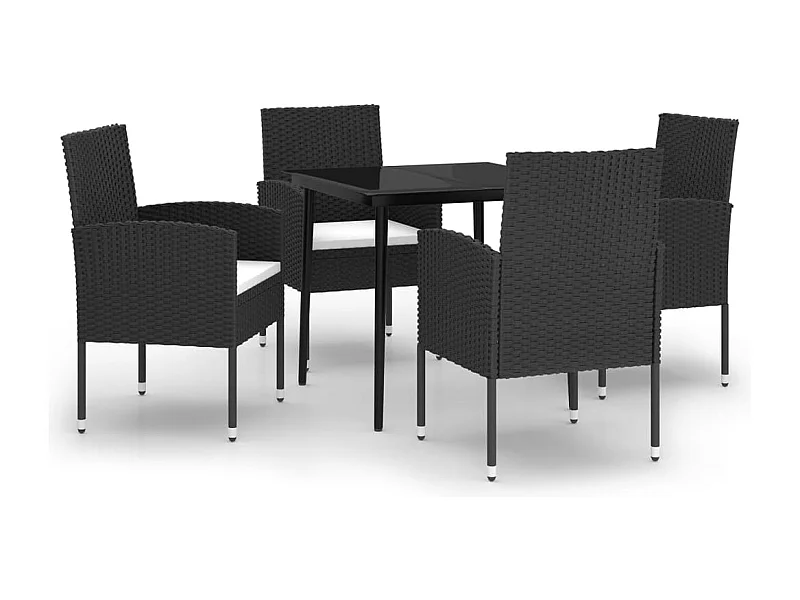 Conjunto de jantar de jardim móveis de exterior 5 peças preto 02_0013864