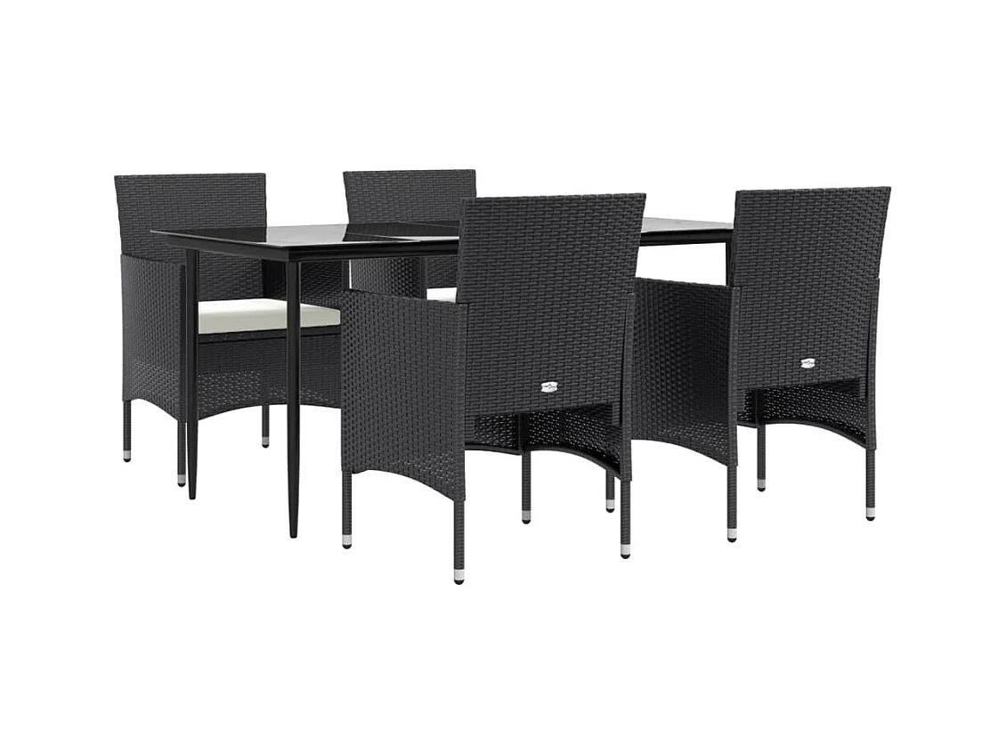 Set da pranzo da giardino mobili da esterno con cuscini 5 pezzi nero 02_0014166