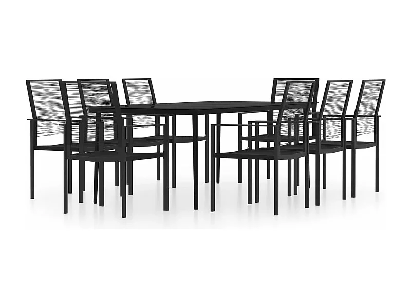 Juego de comedor de jardín muebles de exterior 9 piezas negro 02_0014125