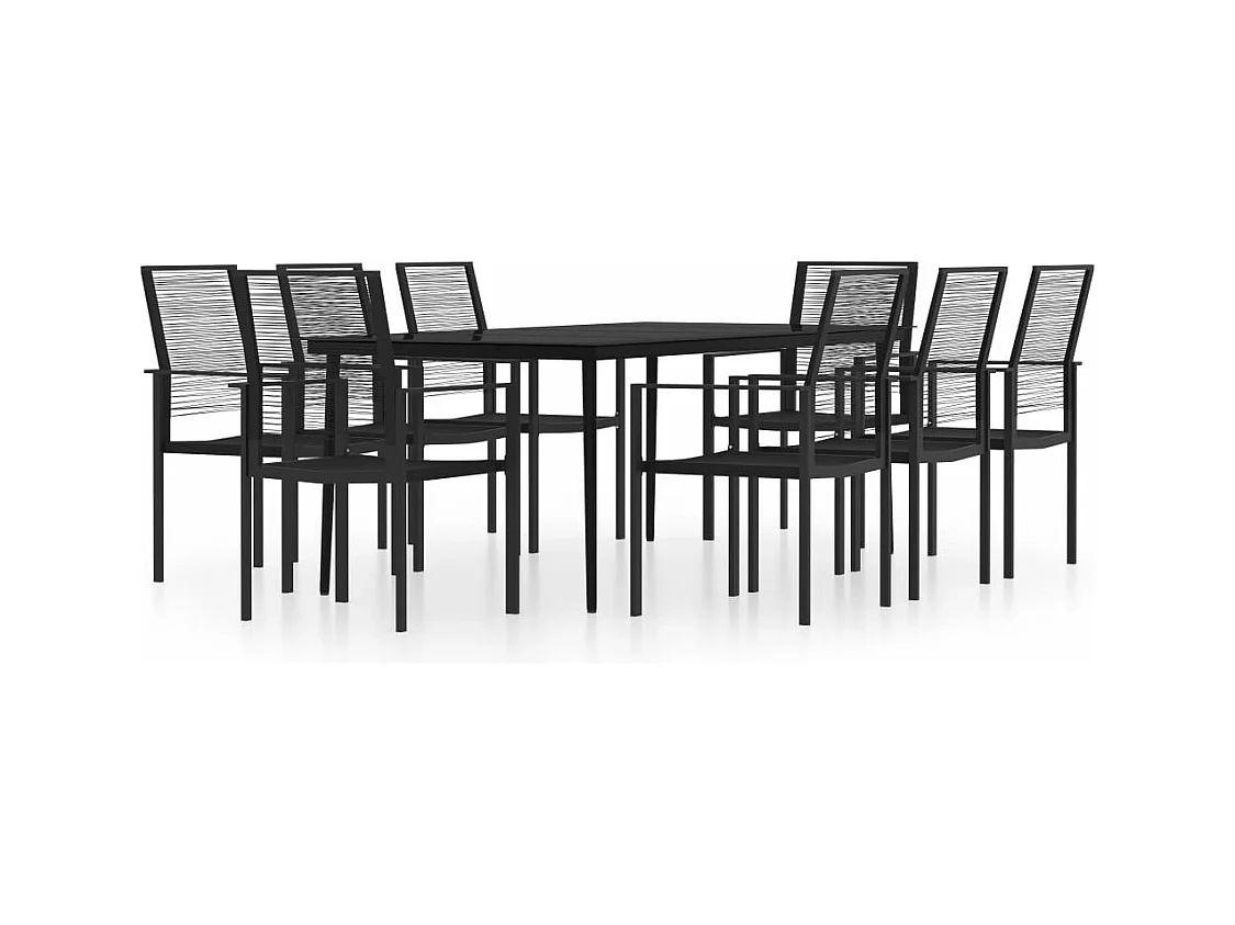 Juego de comedor de jardín muebles de exterior 9 piezas negro 02_0014125