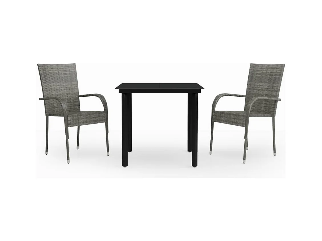 Set da pranzo da giardino mobili da esterno 3 pezzi grigio e nero 02_0013627