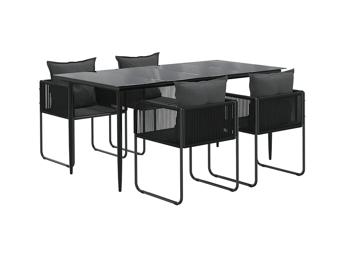 Conjunto de jantar de jardim móveis de exterior 5 peças preto 02_0013903