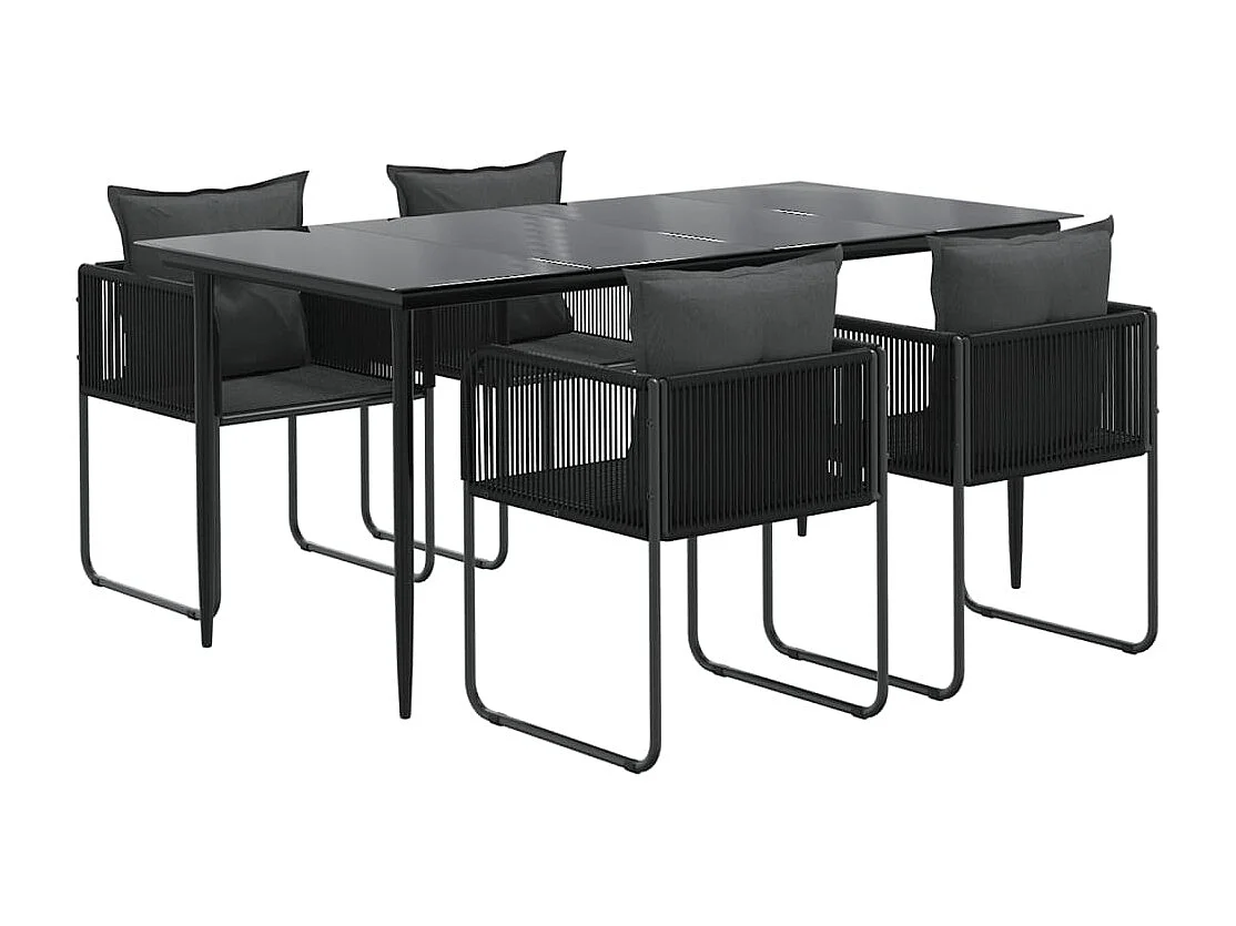 Juego de comedor de jardín muebles de exterior 5 piezas negro 02_0013903