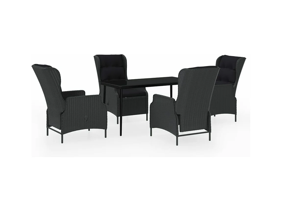 Conjunto de jantar de jardim móveis de exterior 5 peças cinza escuro 02_0013804