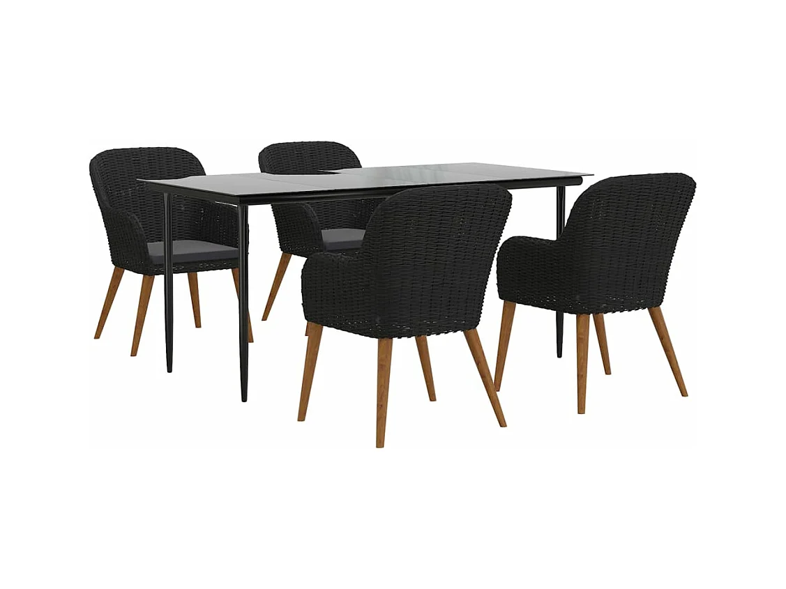 Set da pranzo da giardino mobili da esterno con cuscini 5 pezzi nero 02_0014167