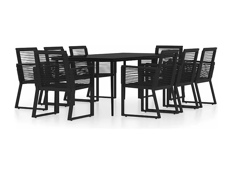 Juego de comedor de jardín muebles de exterior 9 piezas negro 02_0014109