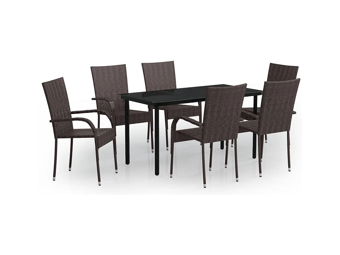 Set da pranzo per esterni marrone e nero da 7 pezzi 02_0013566