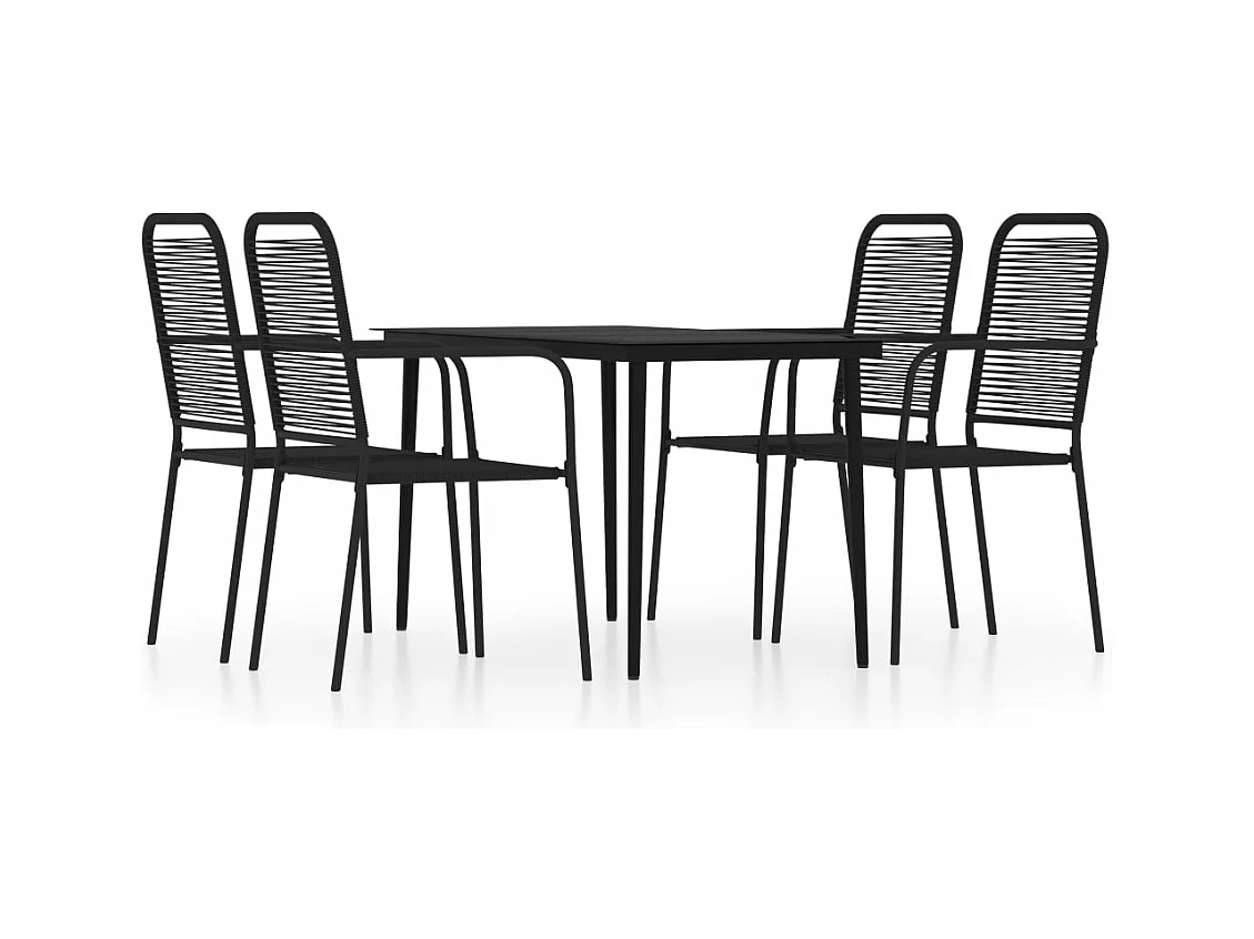 Juego de comedor de jardín muebles de exterior 5 piezas negro 02_0013889