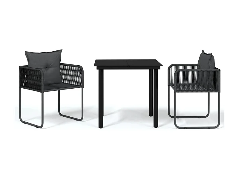 Conjunto de jantar de jardim móveis de exterior 3 peças preto 02_0013659