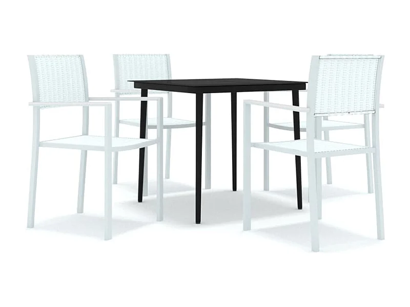 Conjunto de jantar de jardim móveis de exterior 5 peças branco 02_0013740