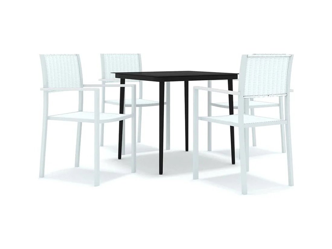 Conjunto de jantar de jardim móveis de exterior 5 peças branco 02_0013740