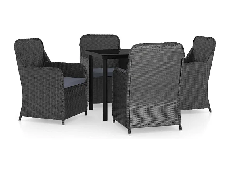 Juego de comedor de jardín muebles de exterior con cojines 5 piezas negro 02_0014160