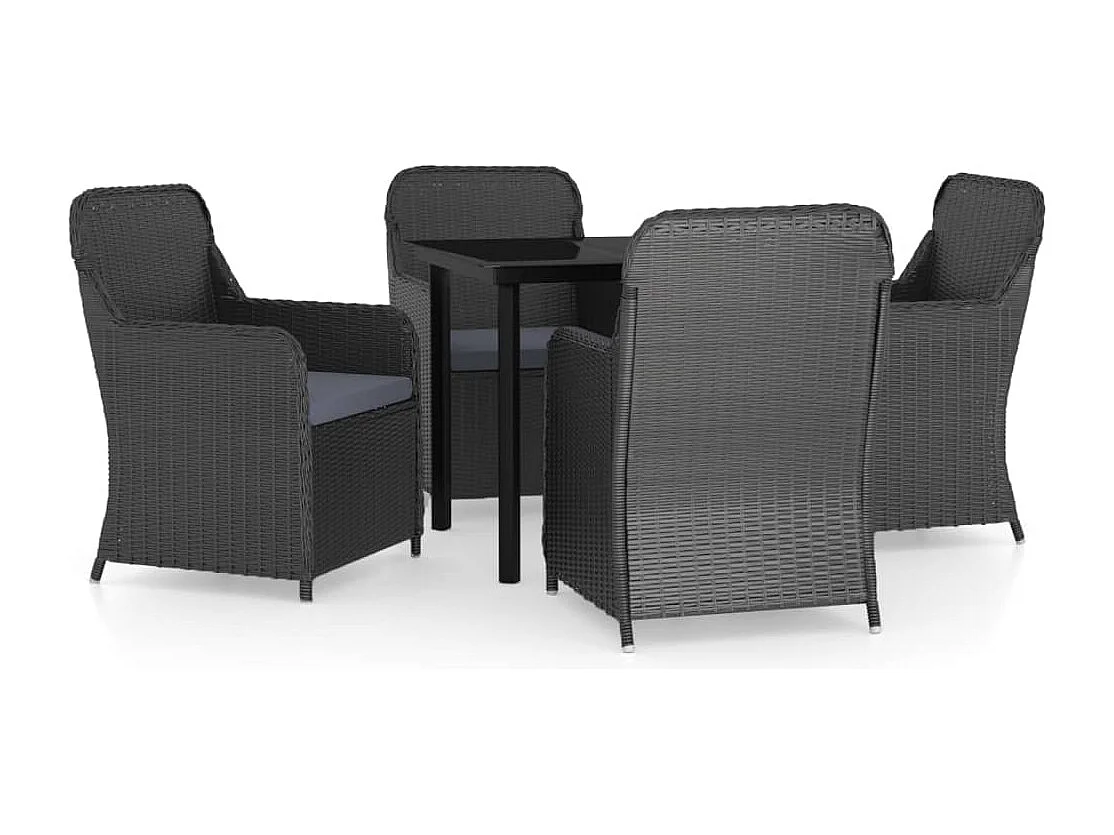 Juego de comedor de jardín muebles de exterior con cojines 5 piezas negro 02_0014160