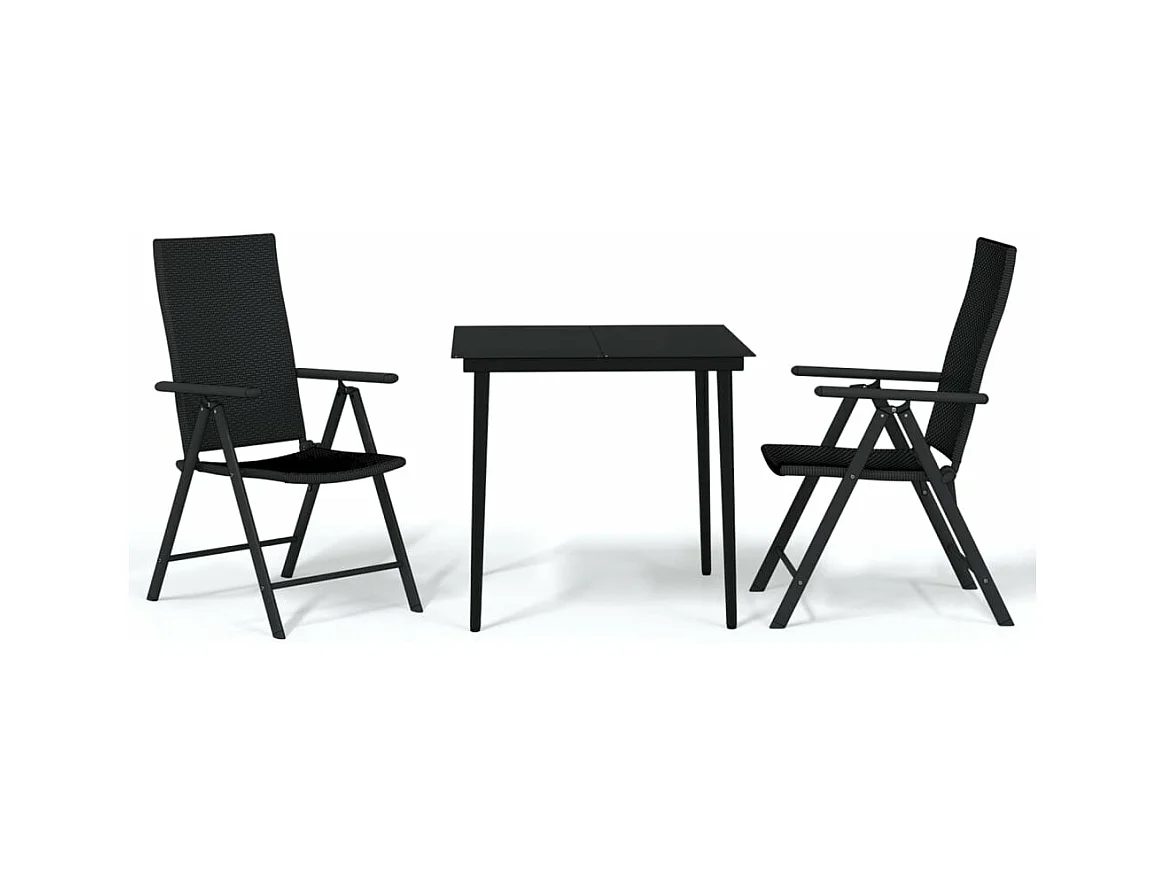 Conjunto de jantar de jardim móveis de exterior 3 peças preto 02_0013666