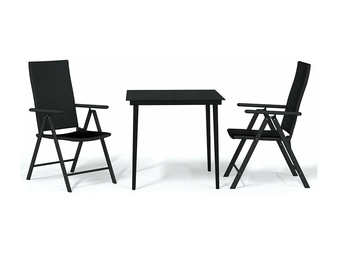 Conjunto de jantar de jardim móveis de exterior 3 peças preto 02_0013666
