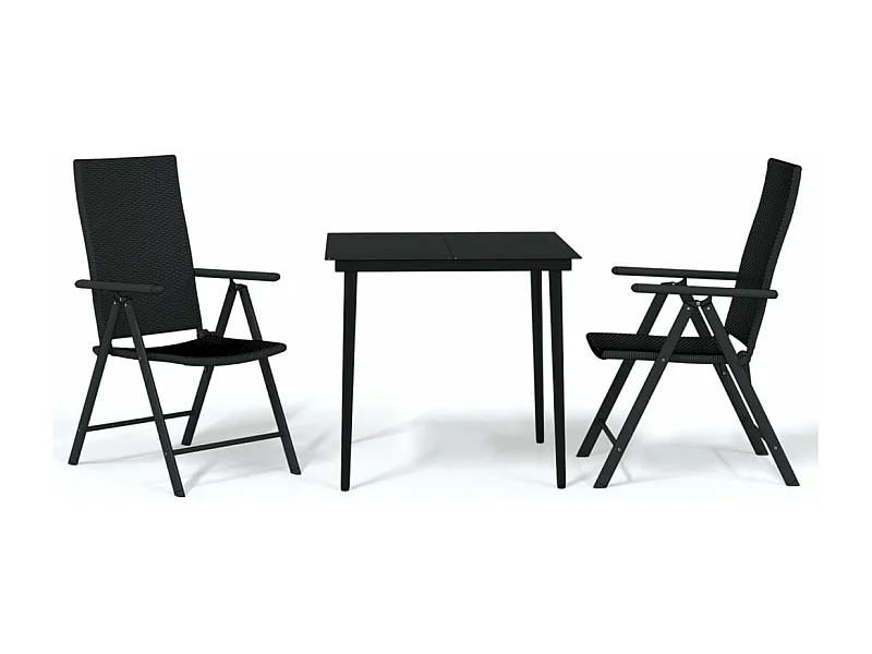 Juego de comedor de jardín muebles de exterior 3 piezas negro 02_0013666