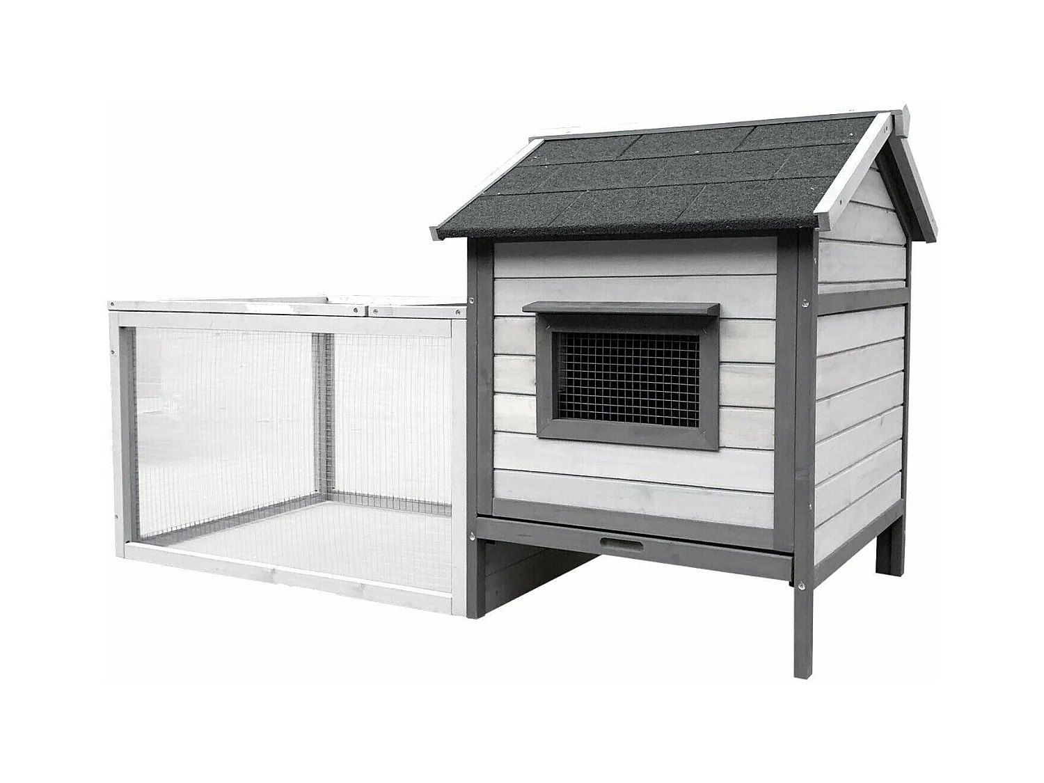 Conigliera con casetta per roditori e ruota libera 146 cm grigio chiaro 16_0002237