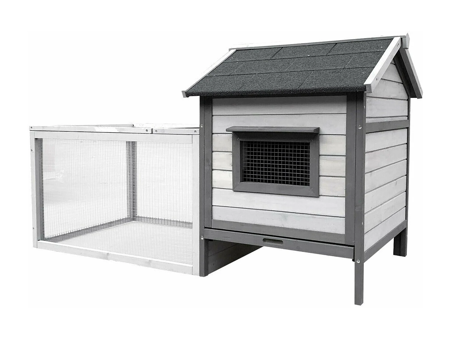 Conigliera con casetta per roditori e ruota libera 146 cm grigio chiaro 16_0002237