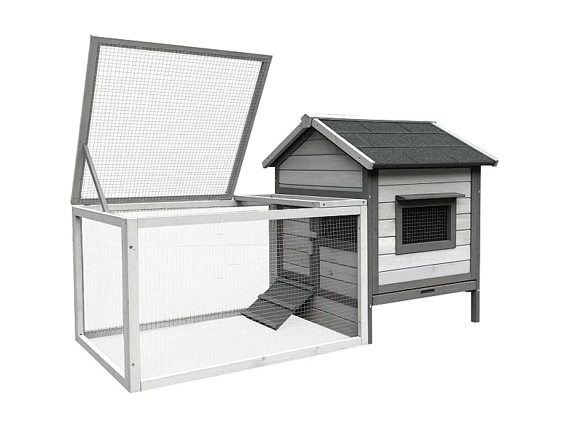 Clapier à lapin avec grise 146 x 75 x 83 cm 16_0002237