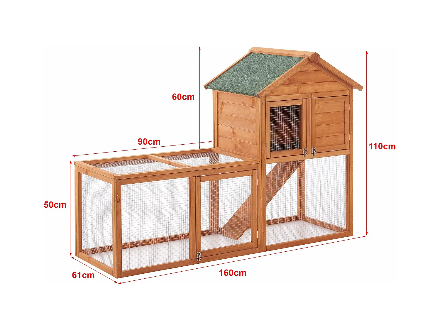 Gabbia a due livelli 110 x 160 x 61 cm abete naturale 03_0006807