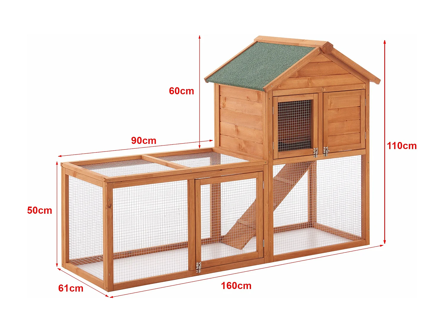 Gabbia a due livelli 110 x 160 x 61 cm abete naturale 03_0006807