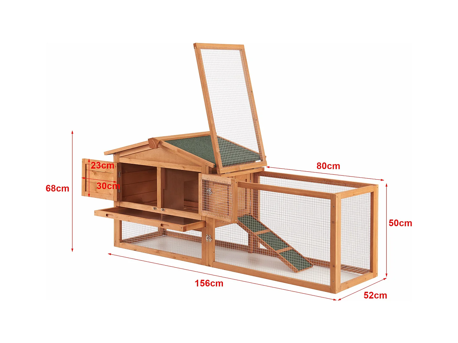Gabbia a due livelli 68 x 156 x 52 cm abete naturale 03_0006809