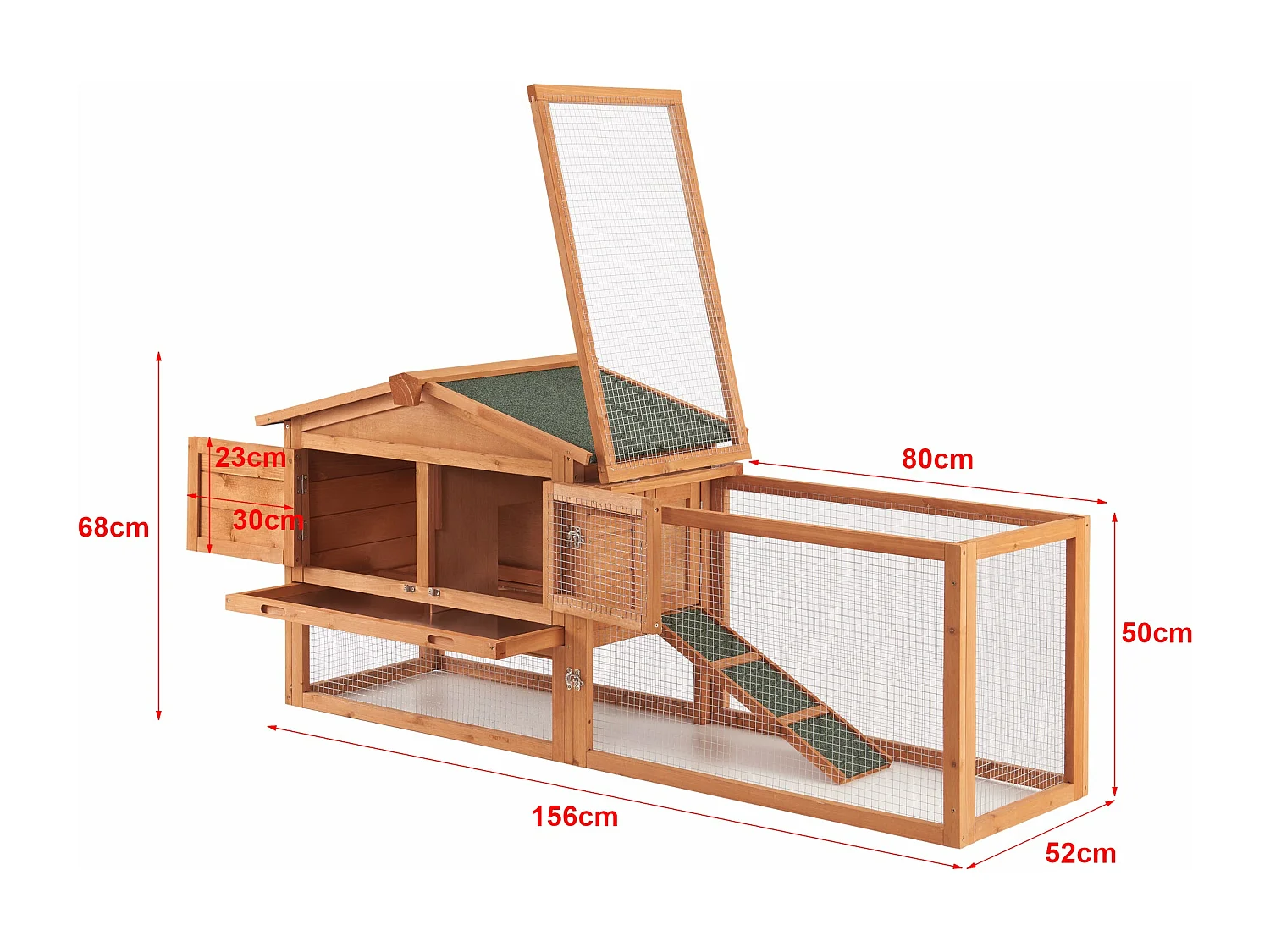 Conejera de dos niveles 68 x 156 x 52 cm abeto natural 03_0006809
