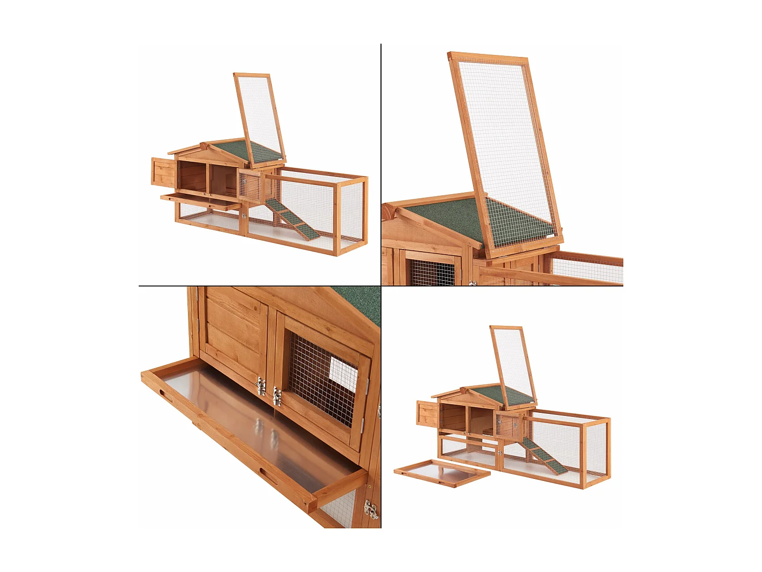 Conejera de dos niveles 68 x 156 x 52 cm abeto natural 03_0006809