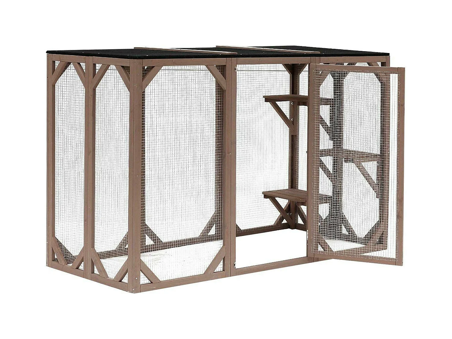 Recinto externo para gatos, madeira resistente 180 cm 3 áreas de descanso 16_0001711